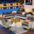 thumbnail image 1 of Vcatnet Outdoor Furniture 10 Pieces Patio Conversation Set All-Weather Rattan Wicker Outdoor Sectionals with Swivel Rocking Chair and Solar-Powered Coffee Table Black, 1 of 11