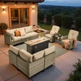thumbnail image 1 of Vcatnet 11 Pieces Patio Furniture Sets with 54" Fire Pit Table, Outdoor Wicker Rattan Sectional Sofa, All Weather Conversation Set with Swivel Glider Chairs and Coffee Table, Beige, 1 of 10