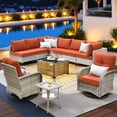 thumbnail image 1 of Vcatnet Outdoor Furniture 10 Pieces Patio Conversation Set All-Weather Rattan Wicker Outdoor Sectionals with Swivel Rocking Chair and Solar-Powered Coffee Table Orange Red, 1 of 11