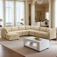 thumbnail image 1 of Vcatnet 130.7'' Modular Sectional Sofa Couch Corduroy L Shaped Oversized Modern Minimalist Couch with Deep Seat and Ottoman for Living Room, 7 Seat, Beige, 1 of 10