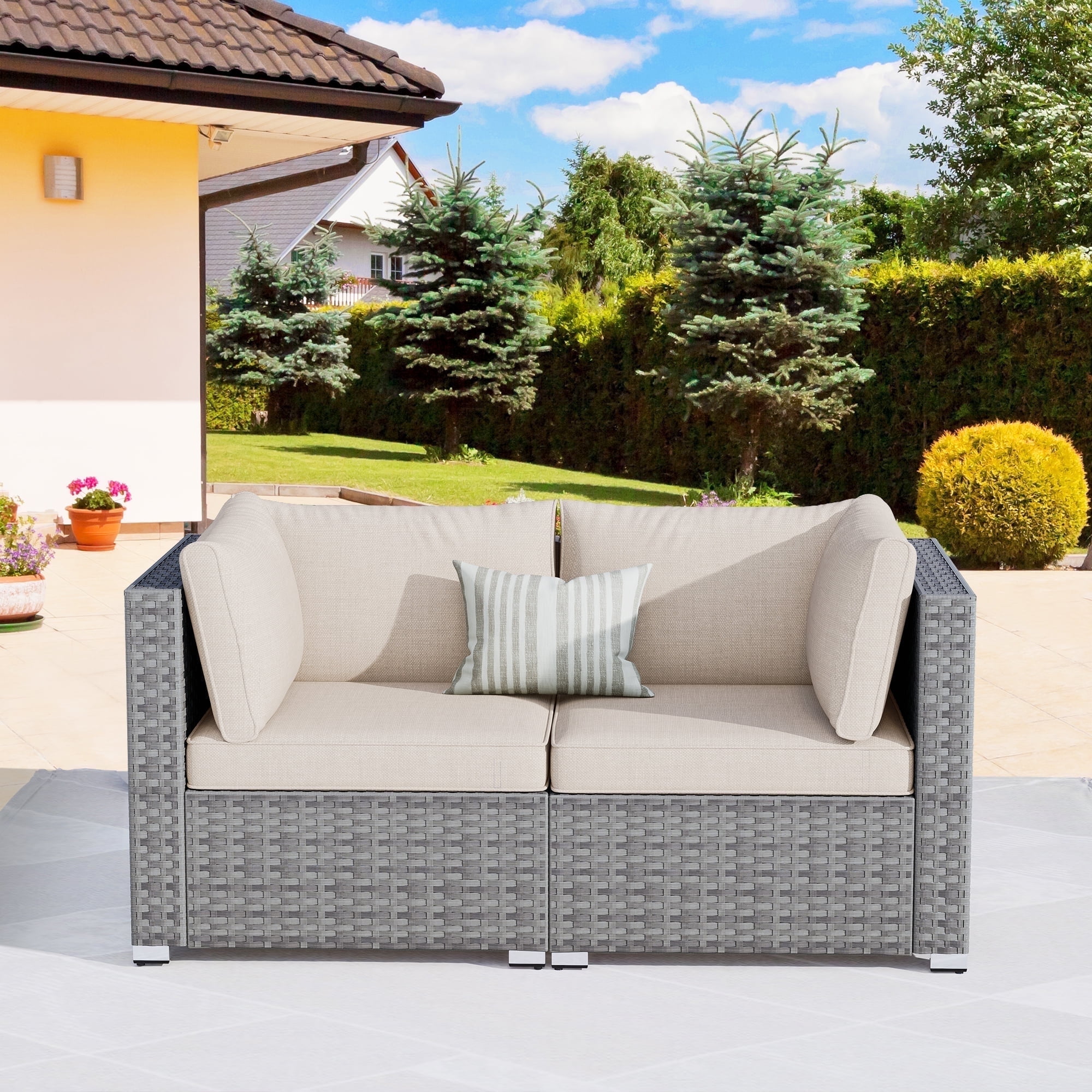 Curated visual reference: Vcatnet 2 Pieces Outdoor Patio Furniture Sectional Sofa All Weather Photo Inspiration