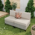 thumbnail image 1 of Vcatnet 2 Pieces Patio Outdoor Conversation Set All Weather Furniture Wicker Rattan Sofa Set,Beige, 1 of 5