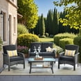 thumbnail image 1 of Vcatnet Patio Furniture Sets with Coffee Table 4 Pieces Sectional Sofa Rattan Wicker Outdoor Conversation Set with Loveseat Chair for Porch, Deck, Black, 1 of 11