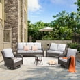 thumbnail image 1 of Vcatnet 5 Pieces Outdoor Patio Furniture All Weather Wicker Conversation Set with Swivel Rocking Chairs for Garden,Poolside,Gray, 1 of 9