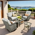 thumbnail image 1 of Vcatnet 5 Pieces Patio Furniture with Swivel Chairs, High Back Outdoor Conversation Set, All-Weather Wicker Sectional Furniture Set, Gray, 1 of 10
