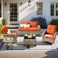 thumbnail image 1 of Vcatnet Outdoor Conversation Set, 6 Pieces Sectional Sofa, All Weather Wicker Patio Furniture Set with Swivel Rocking Chairs, Orange Red, 1 of 10