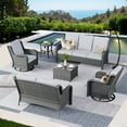 thumbnail image 1 of Vcatnet 6 Pieces Outdoor Patio Furniture Sectional Sofa All Weather Conversation Set with Swivel Rocking Chairs and Coffee Table for Garden,Poolside,Gray, 1 of 7