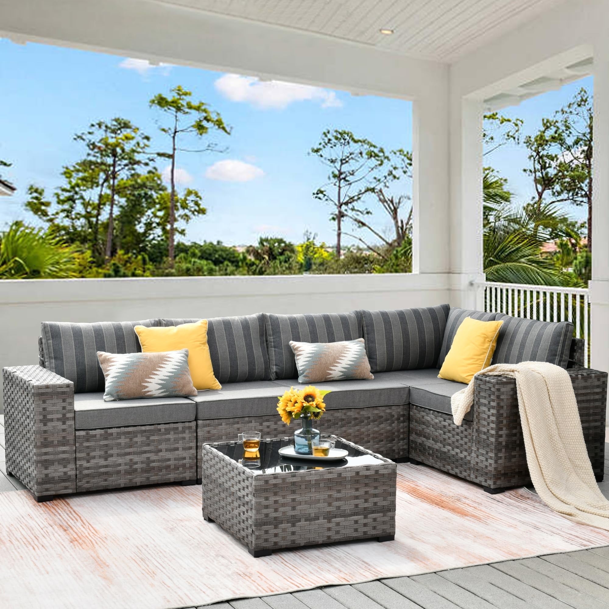 Grey Cherry Point Outdoor Sectional Set Cherry Point 4-Piece