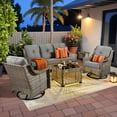 thumbnail image 1 of Vcatnet 5 Pieces Outdoor Patio Furniture Set High-Back Wicker Rattan Conversation Set Outdoor Sectional with Swivel Chairs and Coffee Table, Dark Gray, 1 of 10