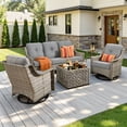 thumbnail image 1 of Vcatnet 5 Pieces Outdoor Patio Furniture Set High-Back Wicker Rattan Conversation Set Outdoor Sectional with Swivel Chairs and Coffee Table, Dark Gray, 1 of 11