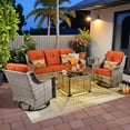 thumbnail image 1 of Vcatnet 5 Pieces Outdoor Patio Furniture Set High-Back Wicker Rattan Conversation Set Outdoor Sectional with Swivel Chairs and Coffee Table, Orange Red, 1 of 11