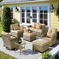 thumbnail image 1 of Vcatnet 8 Pieces Outdoor Conversation Set Sectional Sofa All Weather Wicker Patio Furniture Set with Swivel Rocking Chairs for Porch,Backyard,Beige, 1 of 8