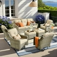 thumbnail image 1 of Vcatnet 8 Pieces Outdoor Conversation Set Sectional Sofa All Weather Wicker High-Back Patio Furniture Set with Swivel Rocking Chairs and Ottoman, Beige, 1 of 11
