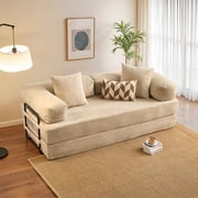 Vcatnet 80.5"x70.8" Boneless Convertible Sleeper Sofa Bed Corduroy Modular Cloud Couch Floor Sofa Foldable Lounge Couch for Living Room, Bedroom, Beige