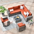 thumbnail image 1 of Vcatnet 9 Pieces Patio Furniture Outdoor Wicker Conversation Set with Swivel Rocking Chairs and Coffee Table,Orange Red, 1 of 8