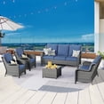 thumbnail image 1 of Vcatnet Direct 5 Pieces Outdoor Patio Furniture Sectional Sofa All-weather Conversation Set with Coffee Table for Garden,Poolside,Denim blue, 1 of 7