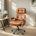 thumbnail image 1 of Vcatnet Ergonomic Executive Office Chair, High Back Computer Chair with Lumbar Support, Suede Leather Mid-Century Modern Adjustable Home Office Desk Chair, Brown, 1 of 10