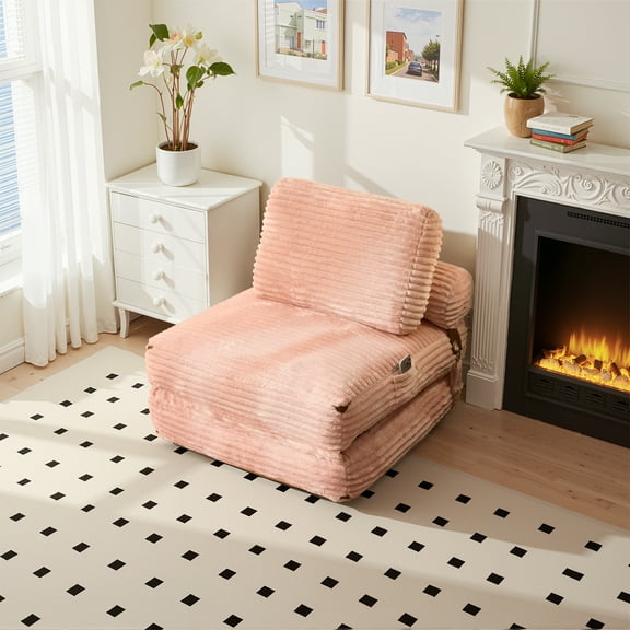 Vcatnet Folding Sofa Bed Chair Convertible Sleeper Chair Comfy Fold Out Chair Bed for Living Room Bedroom, Pink