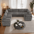 thumbnail image 1 of Vcatnet 130.7" Modular Sectional Sofa Cloud Couch Corduroy L Shaped Oversized Modern Minimalist Couch with Deep Seat for Living Room, 7 Seat, Gray, 1 of 11