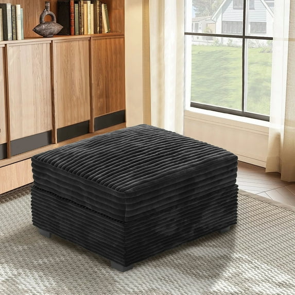 Vcatnet Ottoman for Modular Sectional Sofa Cloud Couch Corduroy L Shaped Oversized Modern Minimalist Couch with Deep Seat for Living Room, Black