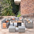thumbnail image 1 of Vcatnet Outdoor Conversation Set 13 Pieces Sectional Sofa with 46" Fire Pit All Weather Wicker Patio Furniture Set with Ottoman for Garden,Backyard,Dark Gray, 1 of 10