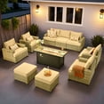 thumbnail image 1 of Vcatnet 10 Pieces Outdoor Patio Conversation Set with 54" Fire Pit Wicker High Back Sectional Sofa Furniture Beige, 1 of 10