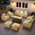 thumbnail image 1 of Vcatnet 10 Pieces Outdoor Patio Conversation Set with 54" Fire Pit Wicker High Back Sectional Sofa Furniture Dark Gray, 1 of 10