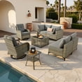 thumbnail image 1 of Vcatnet Outdoor Patio Furniture Sets 8 Pieces Sectional Sofa Wicker Conversation Set with Swivel Glider Chairs and Solar Powered Coffee Table for Porch, Deck, Dark Gray, 1 of 11