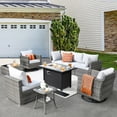 thumbnail image 1 of Vcatnet Outdoor Patio Furniture Sets, 9 Pieces Sectional Sofa with Fire Pit, All Weather Wicker Conversation Set with Swivel Glider Chairs and Coffee Table, Gray, 1 of 10