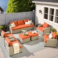 thumbnail image 1 of Vcatnet Outdoor Patio Furniture Sets 9 Pieces All Weather Wicker Sectional Sofa PE Rattan Wicker Outdoor Conversation Set with Ottoman, Orange Red, 1 of 8