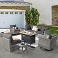 thumbnail image 1 of Vcatnet Outdoor Patio Furniture Sets, 9 Pieces Sectional Sofa with Fire Pit, All Weather Wicker Conversation Set with Swivel Glider Chairs and Coffee Table, Black, 1 of 10