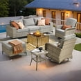 thumbnail image 1 of Vcatnet Patio Outdoor Conversation Set 8 Pieces Wicker Furniture Set Sectional Sofa with Swivel Chairs, Dark Gray, 1 of 12