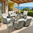 thumbnail image 1 of Vcatnet Patio Outdoor Furniture, 8 Pieces Wicker Rattan Sectional Sofa, Patio Conversation Set with Swivel Rocking Chairs and Coffee Table, Gray, 1 of 10