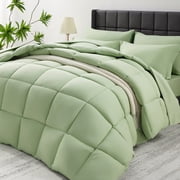 Vccoem 5 Piece Comforter Set Twin Size, All Season Bed in a Bag, Ultra Soft Bedding with Comforter, Sheets, Pillowcases & Shams, Green