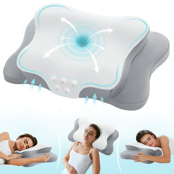 Vccoem Cervical Neck Pillow for Pain Relief - Ergonomic Memory Foam Pillows for Sleeping, Cooling Side Sleeper Pillow for Neck Support, Contour Orthopedic Bed Pillow for Back Stomach Sleepers