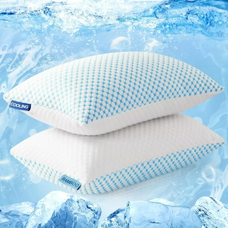 Vccoem Firm Pillow Shredded Memory Foam(Adjustable Loft), Cooling Breathable for Sleeping Standard Size 2 Pack