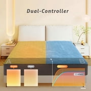 Vccoem Heated Mattress Pad Queen Size, Electric Bed Warmer with Dual Controller, 9 Heat Settings & 10-Hour Auto Shut-off, Machine Washable, Gray