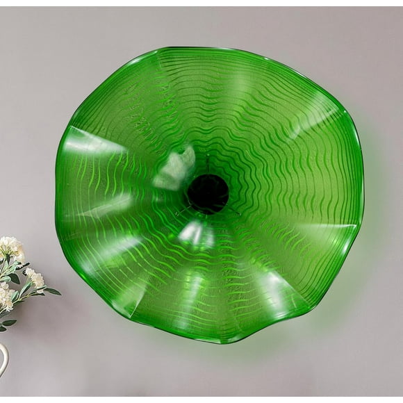 Vcozar Hand Blown Glass Panel, Murano Hanging Wall Art Deco Plate, Light Green Modern Wall Decoration , For Foyer, Corridor, Living Room, Dining Room, Bedroom
