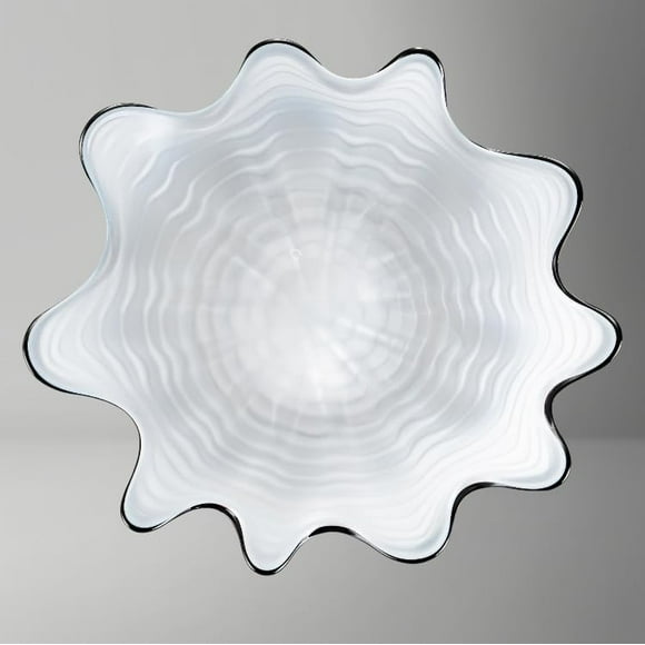 Vcozar Hand Blown Glass Panel Wall, Murano Hanging Wall Art Deco Plate, White Floral  for Wall Deco Corridor, Living Room, Dining Room, Bedroom