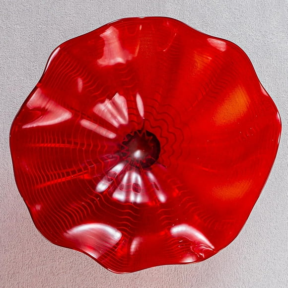 Vcozar Hand Blown Glass Panel for Wall, Murano Hanging Wall Art Deco Red Plate, Modern Wall Decoration , for Corridor, Living Room, Dining Room, Bedroom