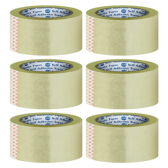 Vcr Self Adhesive Transparent Cello Tape - 200 Meters In Length - 48Mm / 2" Width - 6 Rolls Per Pack - Bopp Industrial Packaging Tape For E-Commerce Box Packing, Office A