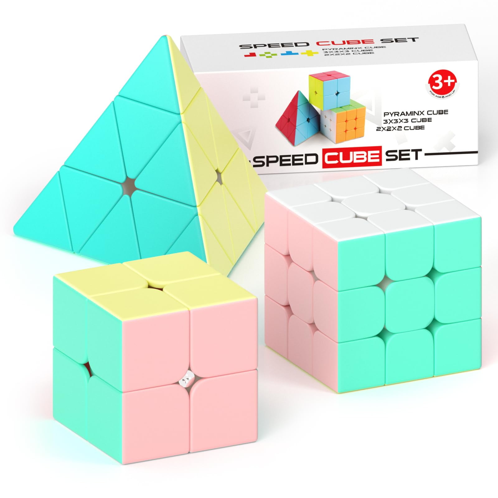 Vdealen Speed Cube Set, Puzzle Cube Bundle Of 2x2x2 3x3x3 4x4x4 Pyramid Magic Cube Set, Birthday