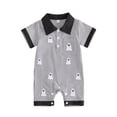 thumbnail image 1 of Vdoaml Baby Boys Halloween Suit Newborn Short Sleeve Romper Infant Lapel Button Front One Piece Jumpsuit 12-18 Months Black, 1 of 4