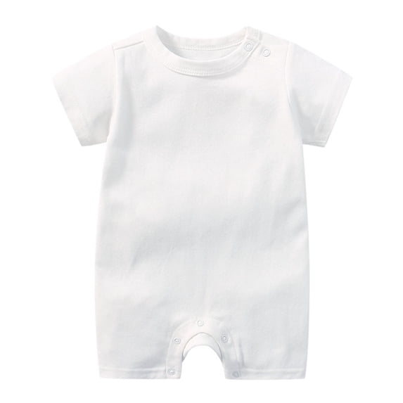 Vdoaml Baby Boys Short Sleeve Romper Infants Crew Neck Solid Bodysuits Newborns Stretch Basic Jumpsuit 18-24 Months White