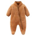 thumbnail image 1 of Vdoaml Baby Girl Fleece Footed Romper Infant Zipper Plush One‑Piece Jumpsuit Newborn Warm Sleeper Pajamas 3-6 Months Khaki, 1 of 5