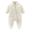 thumbnail image 1 of Vdoaml Baby Girl Fleece Footed Romper Infant Zipper Plush One‑Piece Jumpsuit Newborn Warm Sleeper Pajamas 3-6 Months White, 1 of 5