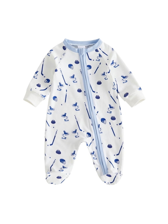 Baby Girl Footed Sleeper Romper Infant Long Sleeve Onesie Newborn Zip Up Fall Winter Sleepwear 6-9 Months Blue
