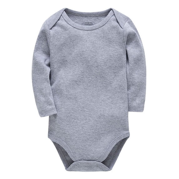 Vdoaml Baby Girl Long Sleeve Bodysuit Infant Snap Crotch Closure Romper Newborn Basic One Piece Jumpsuit 18 Grey