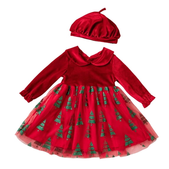 Red Tree Dress Vdoaml Christmas Tree Printed Tutu Dress for Little Girls with Red ...