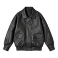 thumbnail image 1 of Vdoaml Girls Faux Leather Jacket Kids Lapel Collar Button Down Cropped Coat Children Long Sleeve Casual Outerwear 7-8 Years Black, 1 of 4